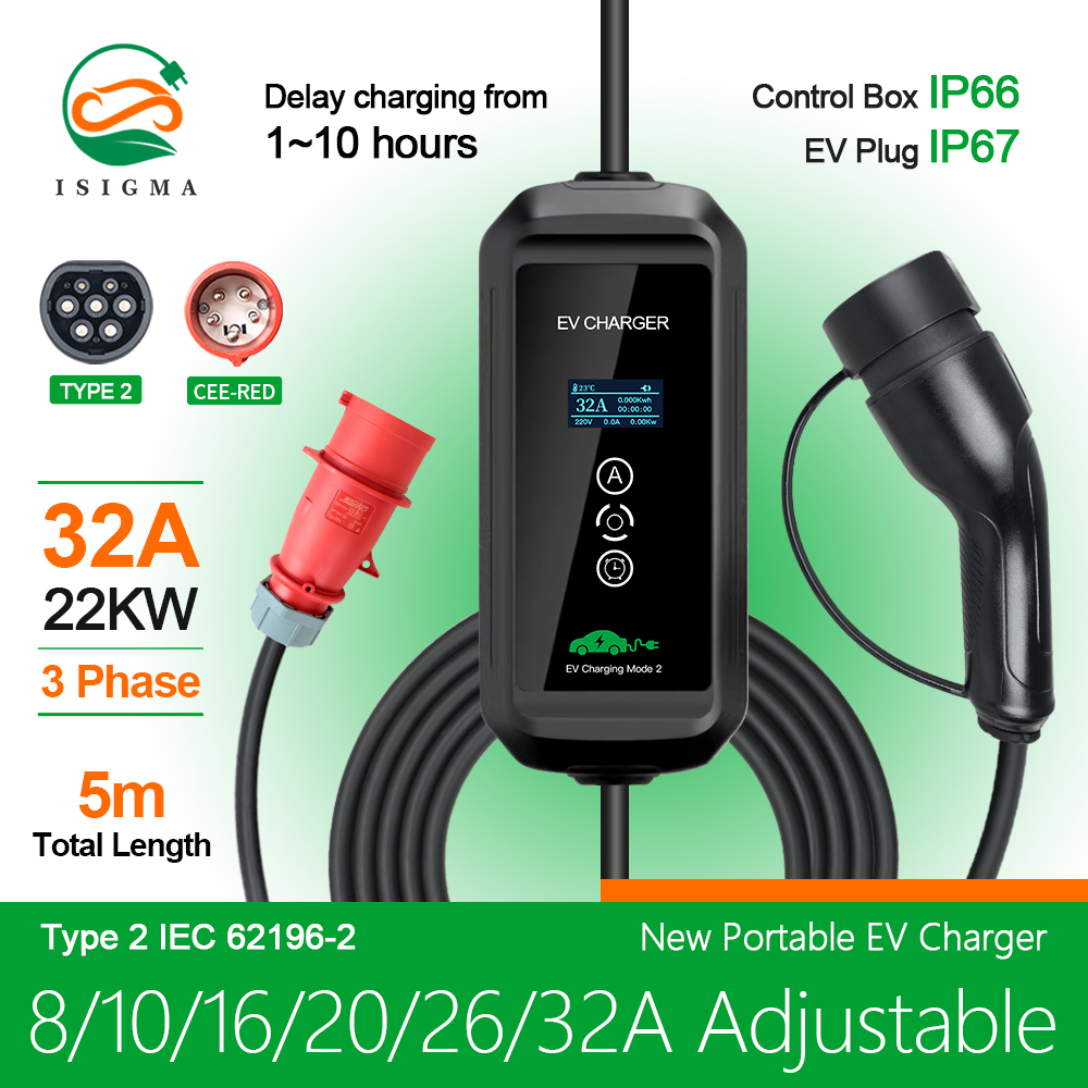 Ev Charging Cable 5M 22Kw - EV Charger 22kw 3 Phase Type