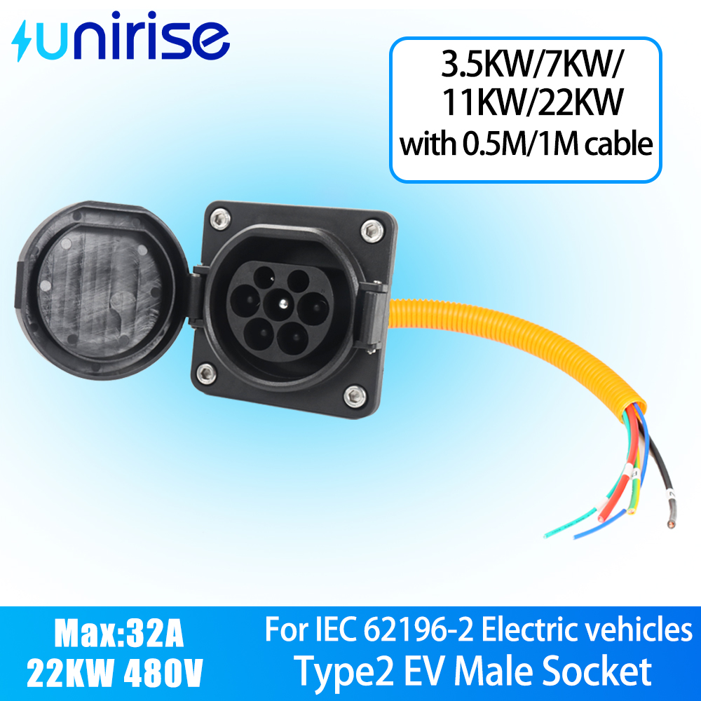 Ev Charging Cable Type 2 32A - Unirise Type2 EV Car Socket with