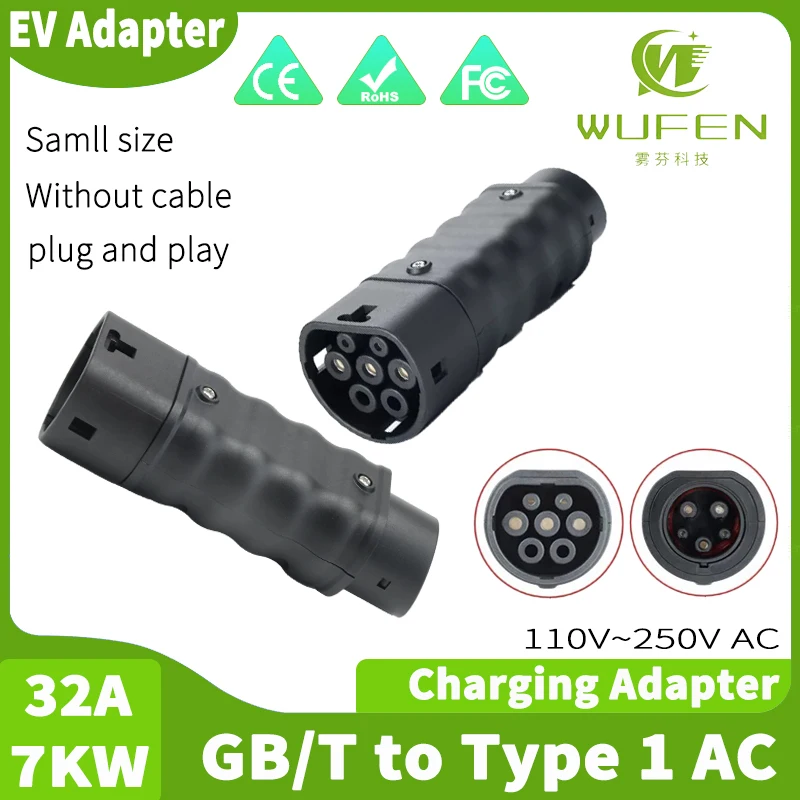 Ev Charger Adapter Type 2 To Type 1 - WUFEN Portable Charging Connector GBT to