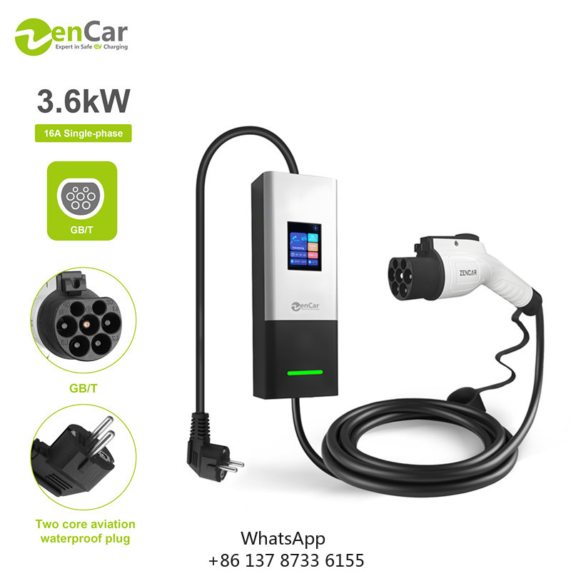 Portable Ev Charger 16A Adjustable - Zencar 16A Portable EV Charger 3.6KW