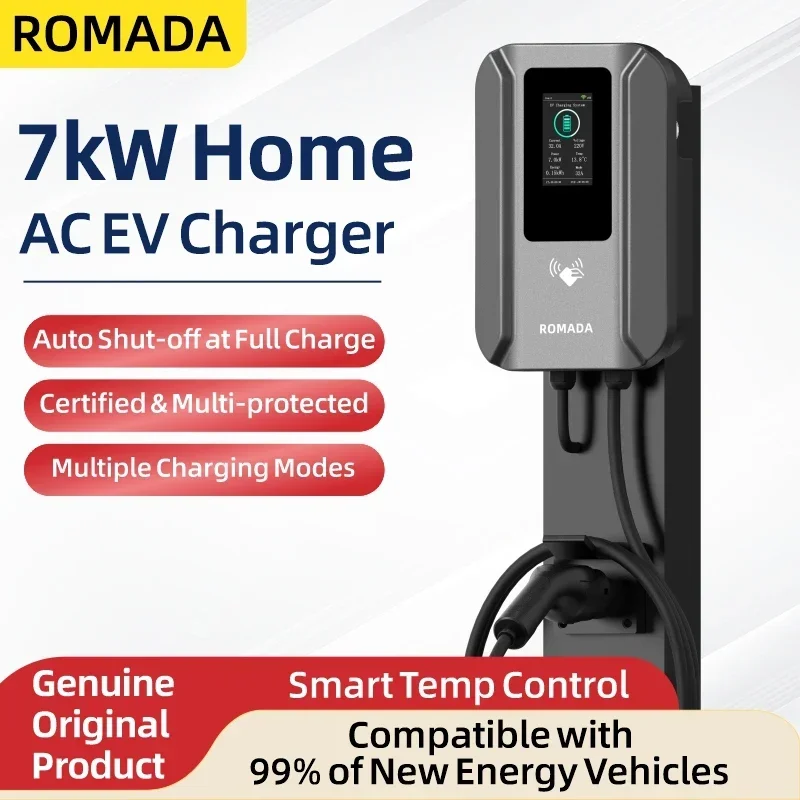 Ev Charging Cable Type 2 32A - ROMADA AC 7KW EV Charging Station