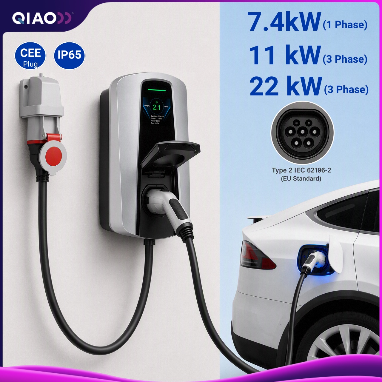 Type 2 EV Charger Socket Versi - Ev Charger 11Kw Three Phase recension och pris