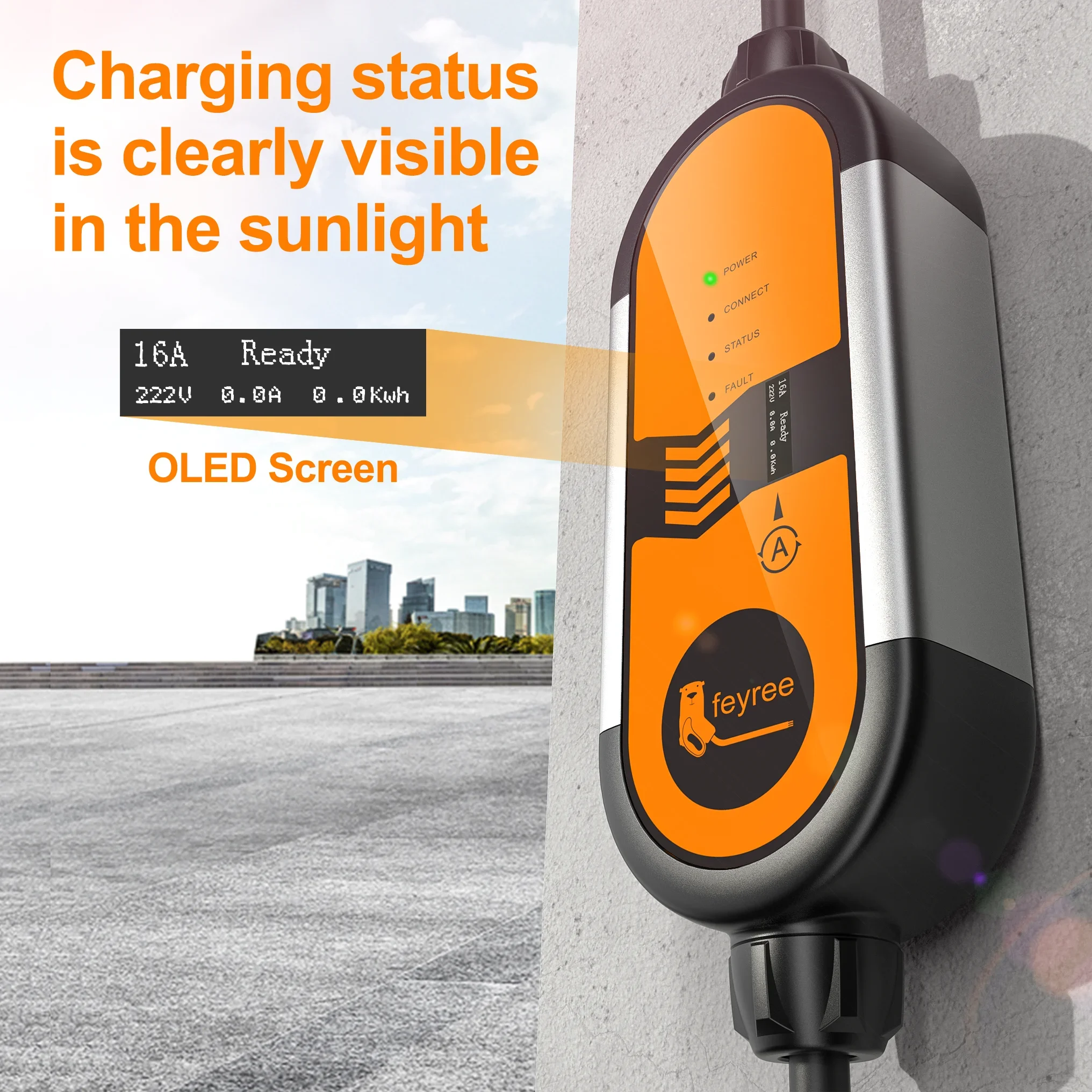Feyree Type2 3.5KW 16A 1Phase  - Portable Ev Charger 16A Adjustable recension och pris