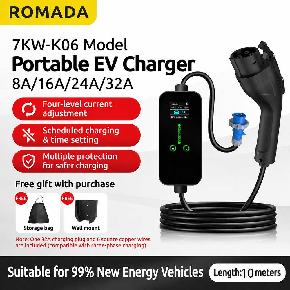 7.2KW 32A Portable Type2 IEC62 - Ev Charging Cable Type 2 32A recension och pris