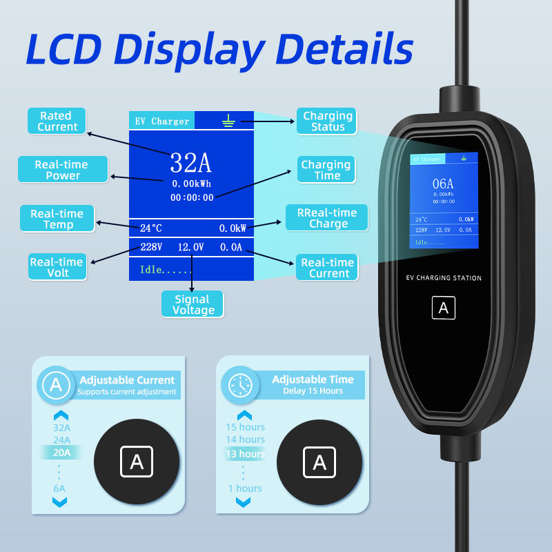 Portable EV Charger 22kW EV Ch - Portable Ev Charger 16A Adjustable recension och pris
