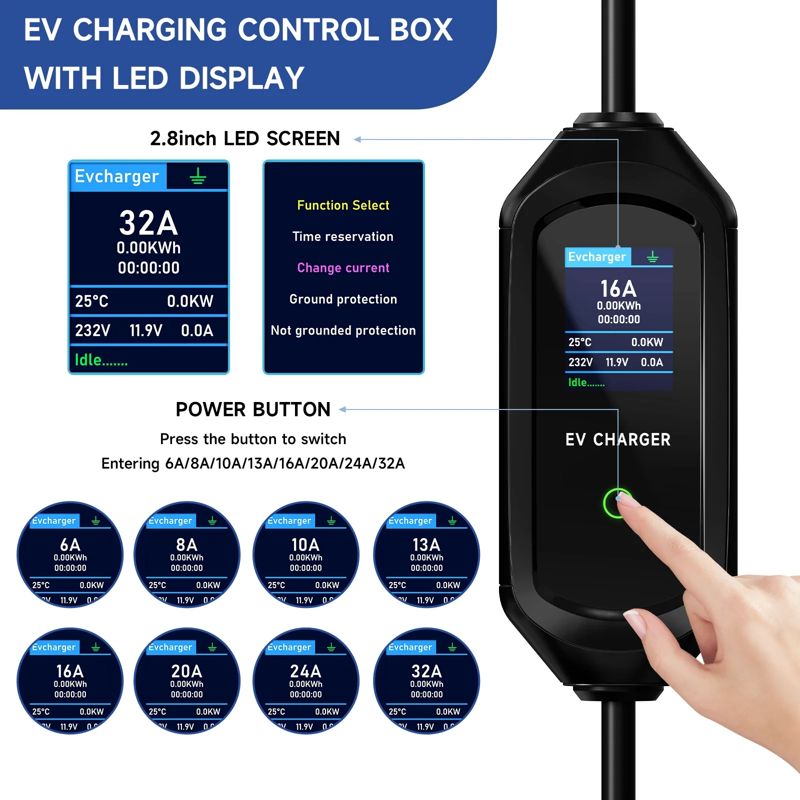 Puppyfc 7.2KW Type1 EV Charger - Portable Ev Charger 16A Adjustable recension och pris