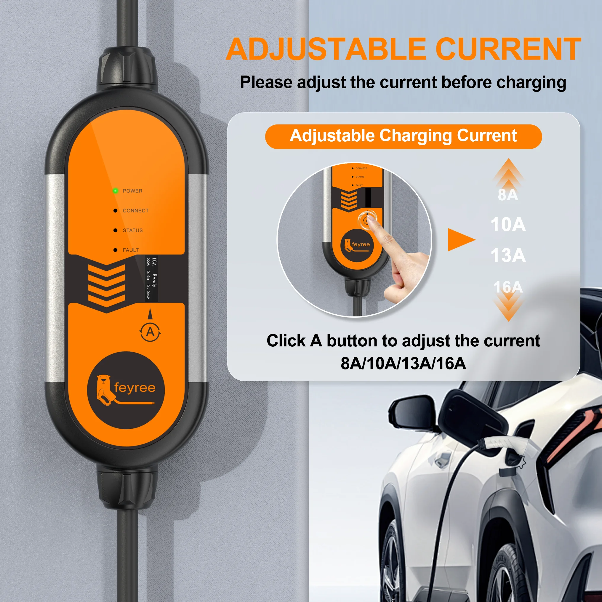 Feyree Type2 16A 3.5KW Portabl - Portable Ev Charger 16A Adjustable recension och pris