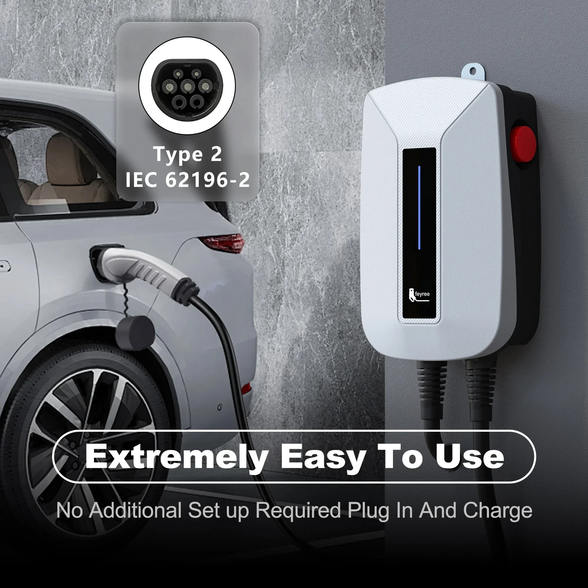 Feyree EV Charger Type2 Cable  - Ev Charger 7Kw Single Phase recension och pris