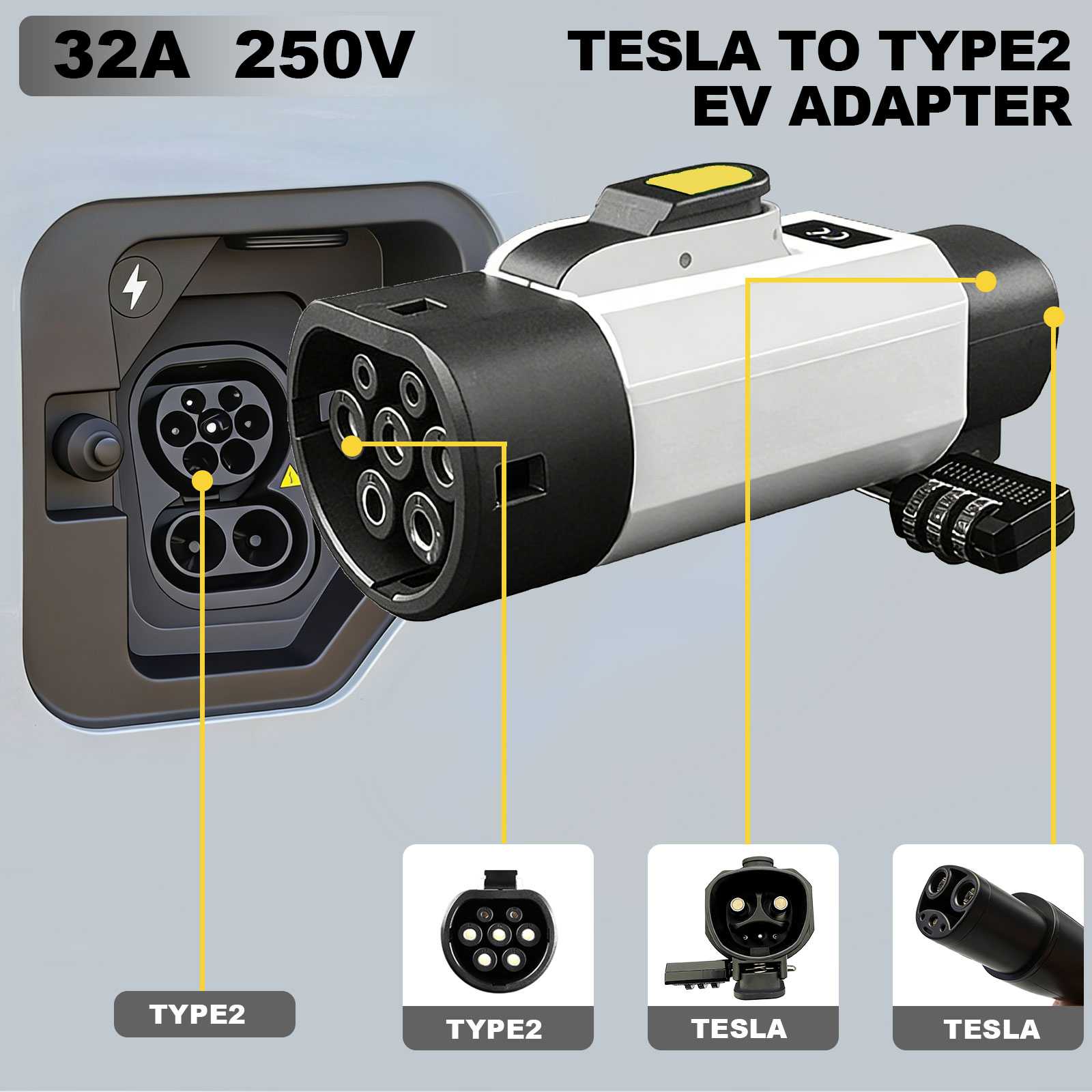 NACS to Type 2 Lockable anti-t - Ev Charger Adapter Type 2 To Type 1 recension och pris