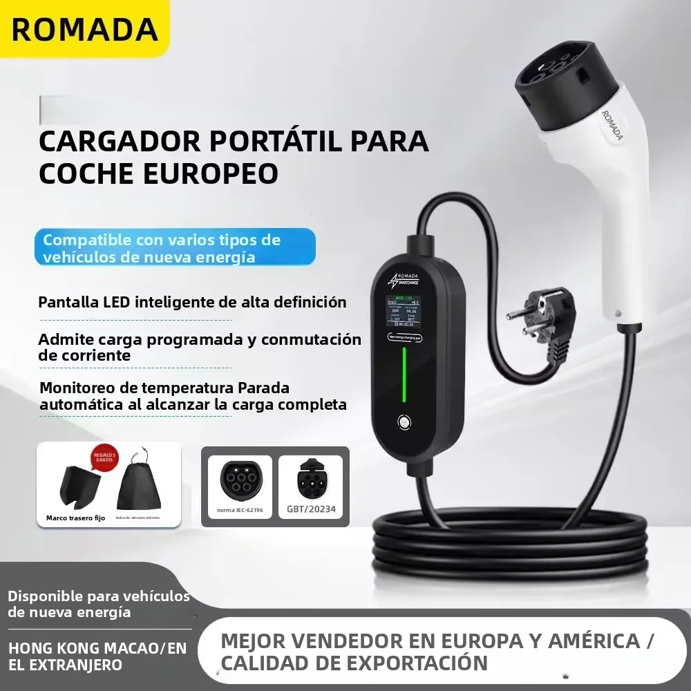 ROMADA 7KW 32A EV Portable Cha - Portable Ev Charger 16A Adjustable recension och pris