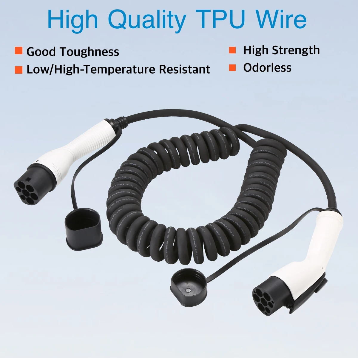 EVcharger4U 5M/7M Spiral EV Ch - Ev Charging Cable 5M 22Kw recension och pris