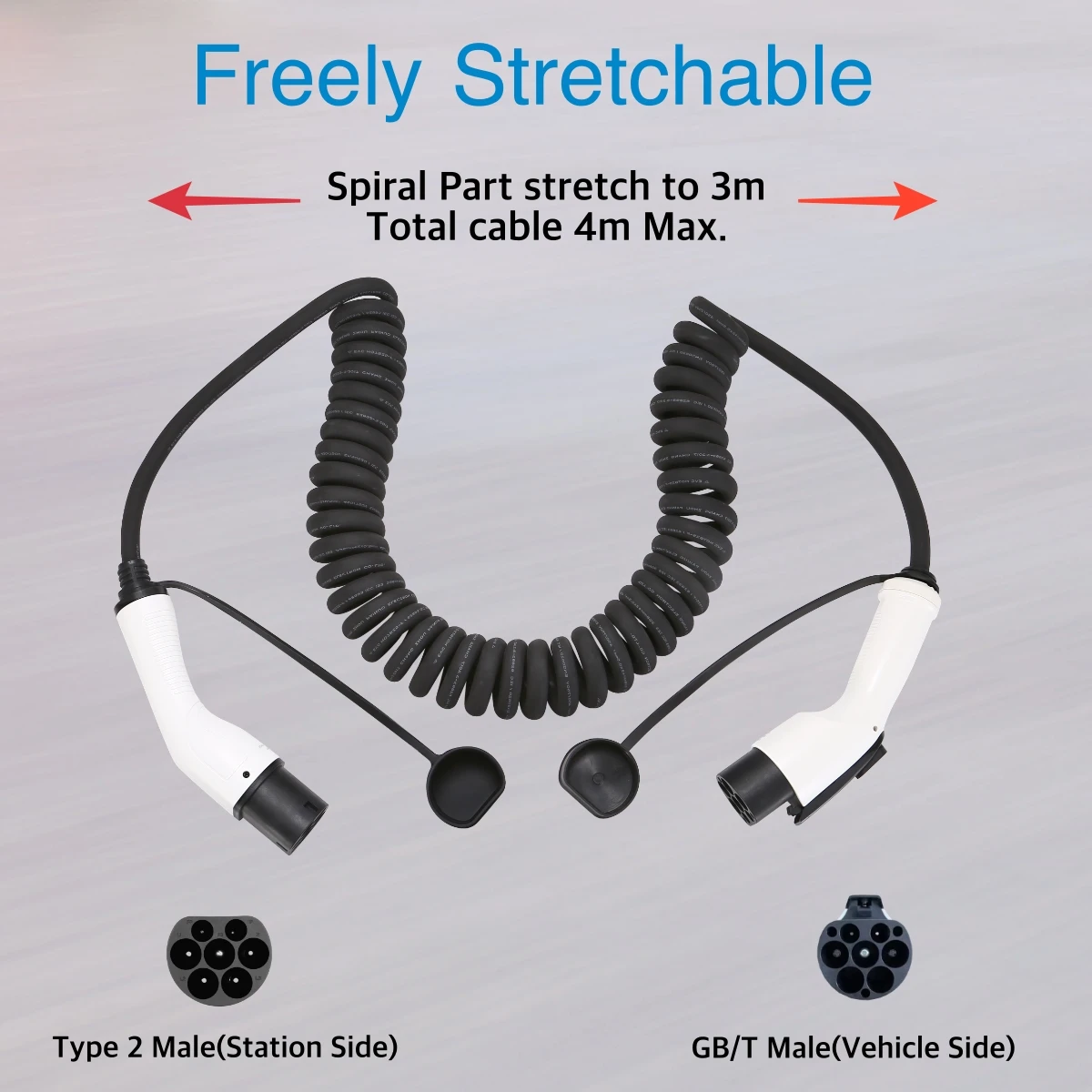 EVcharger4U 5M/7M Spiral EV Ch - Ev Charging Cable 5M 22Kw recension och pris