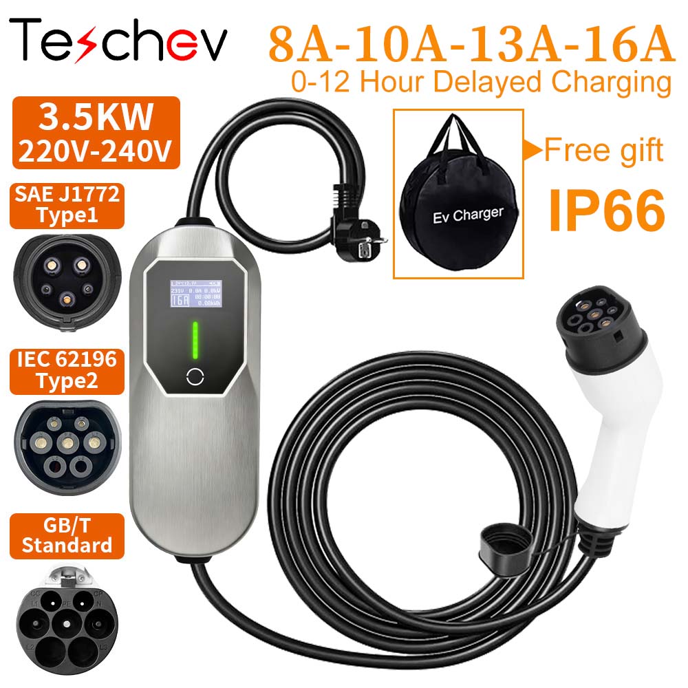 3.5KW 16A Portable EV Charger  - Portable Ev Charger 16A Adjustable recension och pris