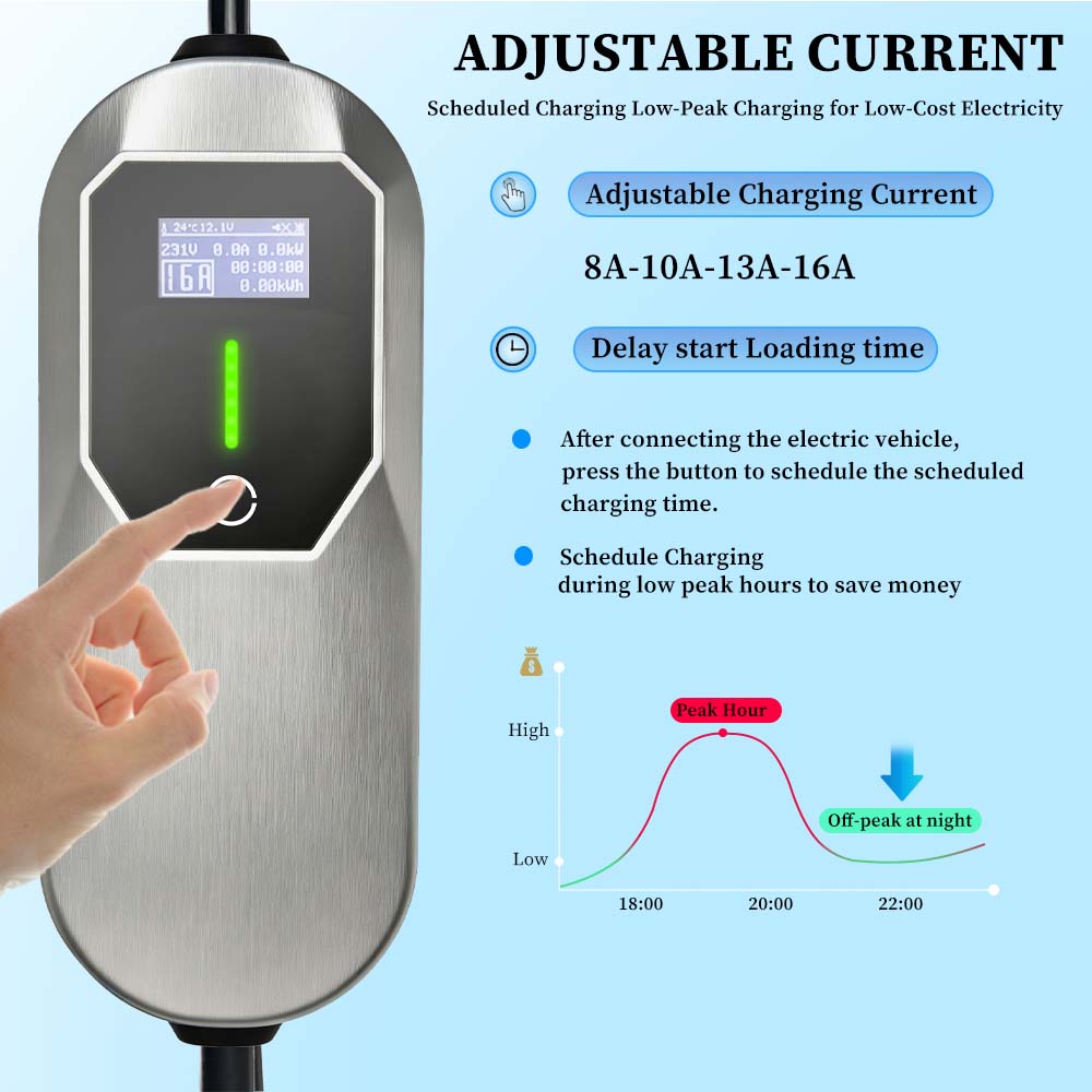 3.5KW 16A Portable EV Charger  - Portable Ev Charger 16A Adjustable recension och pris