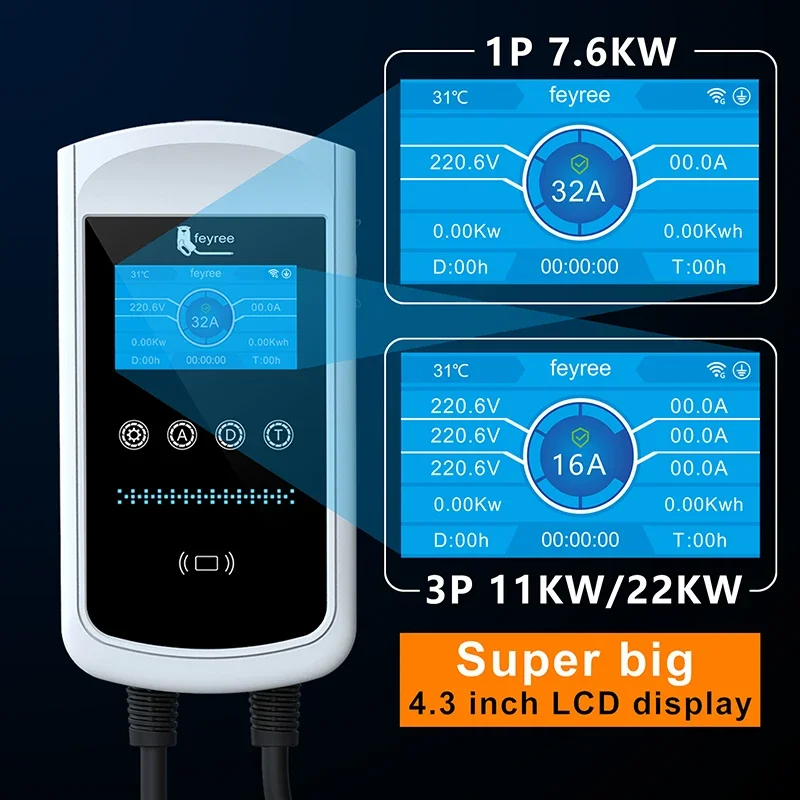 Feyree Type2 EV Charger 32A 7. - Ev Charger 22Kw Wallbox Type 2 recension och pris